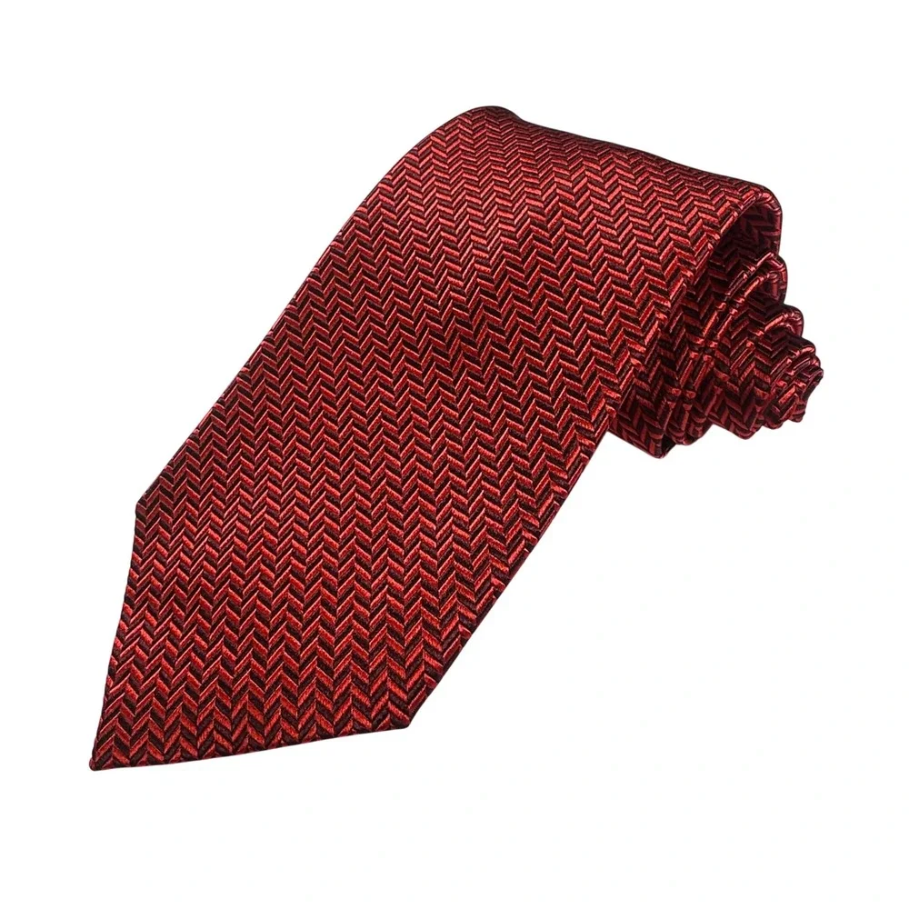 Paul Fredrick Red Geometric Silk Necktie Men Formal Business NWT‎